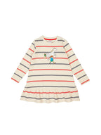 Pippi Langstrumpf -  Kleid Pippi Streifen – Beige/Rot/Blau Sweatstoff