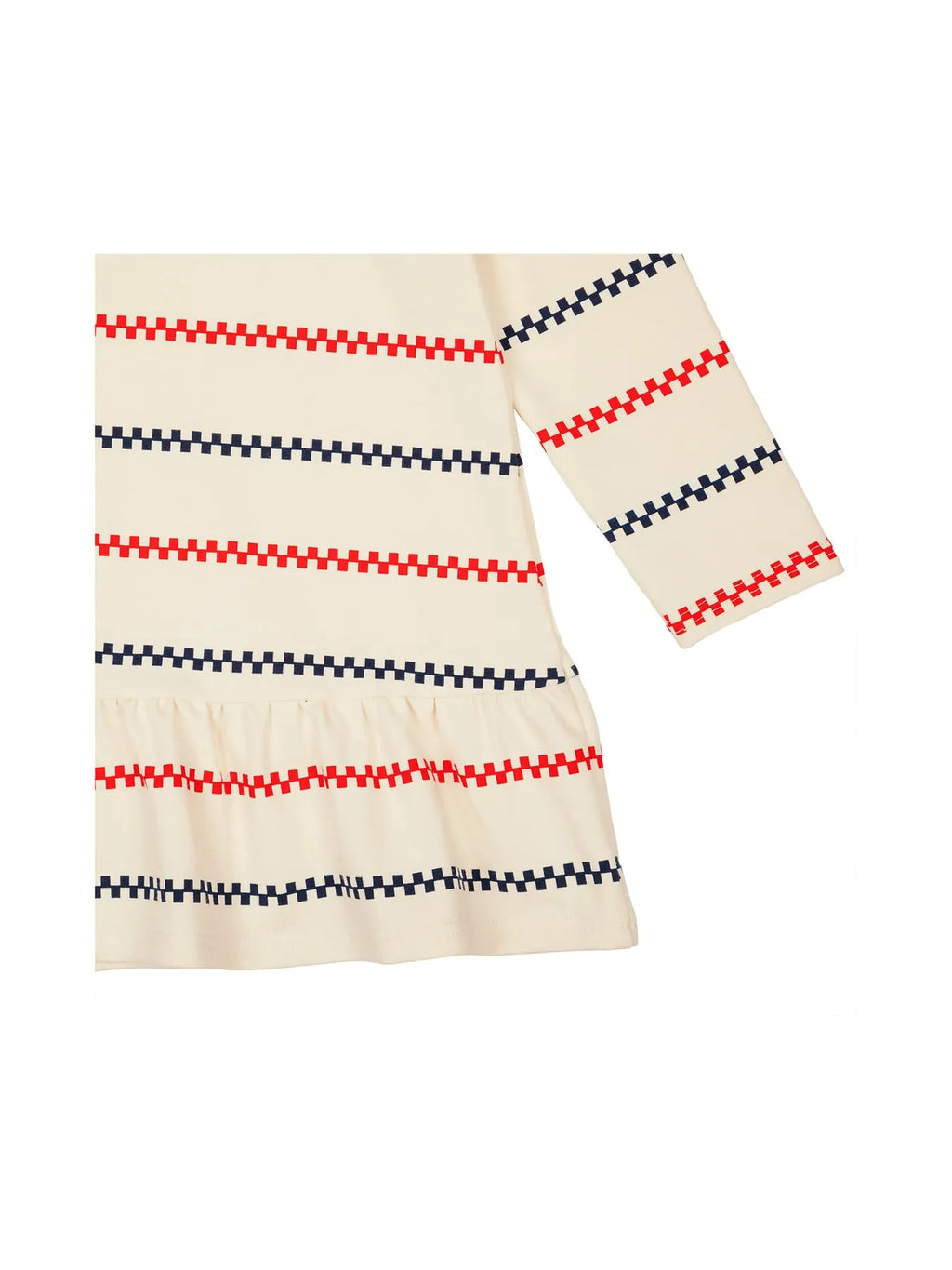 Pippi Langstrumpf -  Kleid Pippi Streifen – Beige/Rot/Blau Sweatstoff