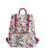 FABLE Blumen Rucksack mit Natural Historic Museum Print in Pflaumenfarbe