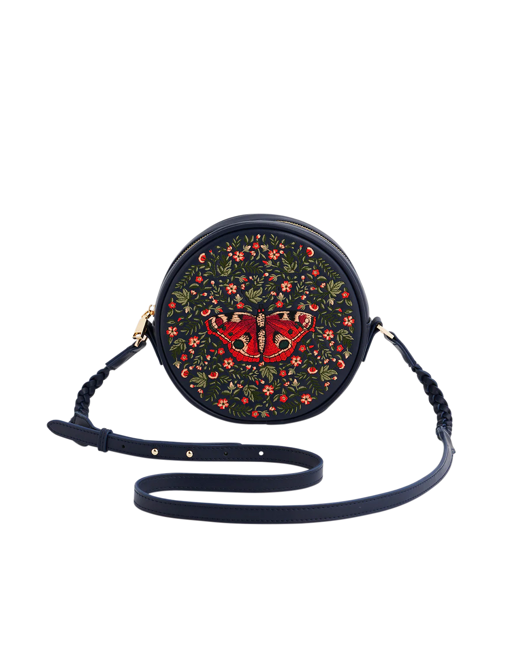 FABLE England Runde Tasche mit Schmetterlingsmotiv Chloe dunkelblau