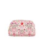 FABLE England Penelope Pinke Kosmetiktasche mit floralem Herzmotiv