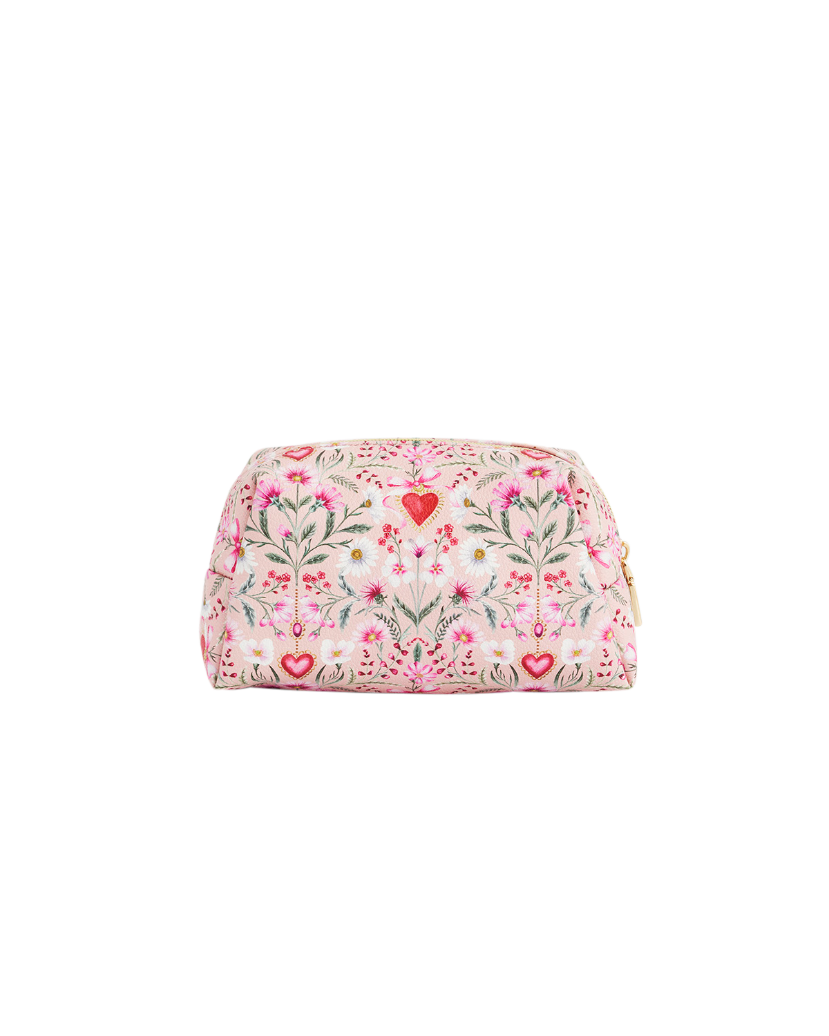 FABLE England Penelope Pinke Kosmetiktasche mit floralem Herzmotiv