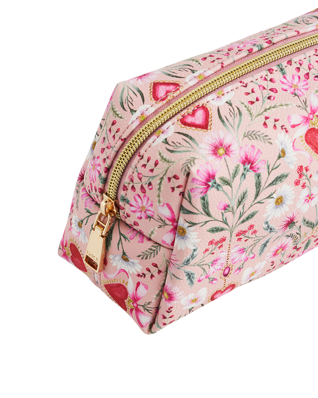 FABLE England Penelope Pinke Kosmetiktasche mit floralem Herzmotiv