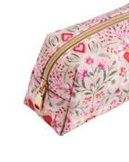FABLE England Penelope Pinke Kosmetiktasche mit floralem Herzmotiv