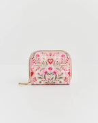 FABLE England Penelope kleine Geldbörse mit floralem Herzmotiv in Rosa
