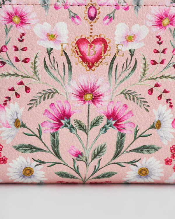 FABLE England Penelope kleine Geldbörse mit floralem Herzmotiv in Rosa
