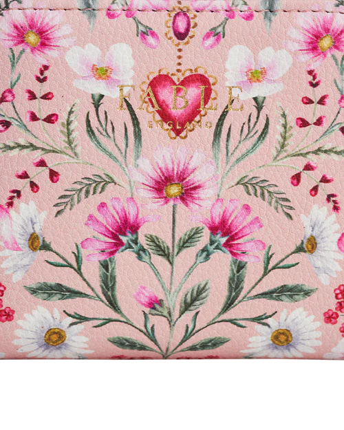 FABLE England Penelope kleine Geldbörse mit floralem Herzmotiv in Rosa