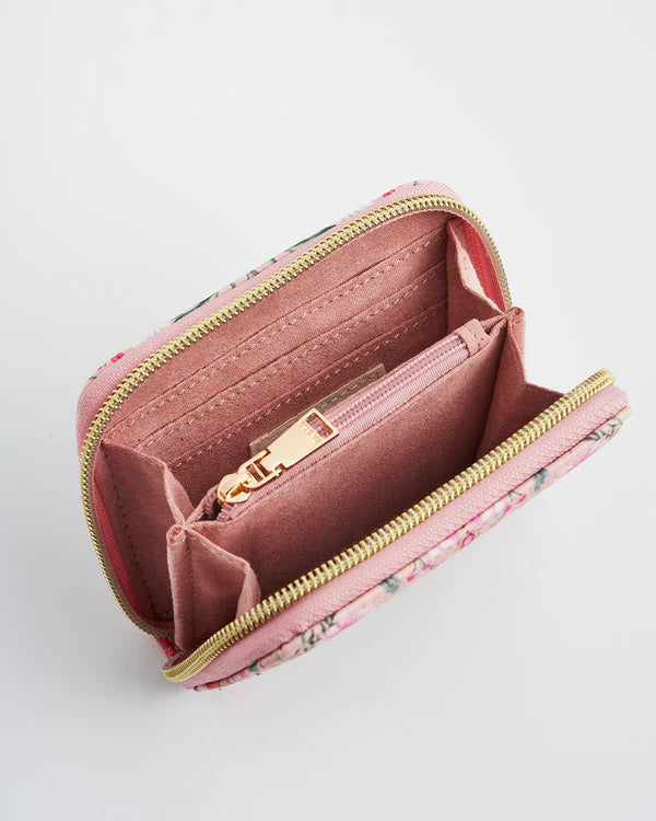 FABLE England Penelope kleine Geldbörse mit floralem Herzmotiv in Rosa