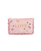 FABLE England Rosa Love Samt Täschchen mit Stickerei