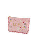 FABLE England Rosa Love Samt Täschchen mit Stickerei