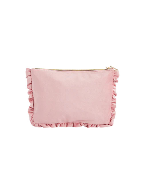 FABLE England Rosa Love Samt Täschchen mit Stickerei