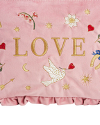 FABLE England Rosa Love Samt Täschchen mit Stickerei