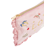 FABLE England Rosa Love Samt Täschchen mit Stickerei
