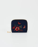 FABLE England Kleine Navy Floral Samt-Geldbörse