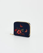 FABLE England Kleine Navy Floral Samt-Geldbörse
