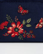 FABLE England Kleine Navy Floral Samt-Geldbörse