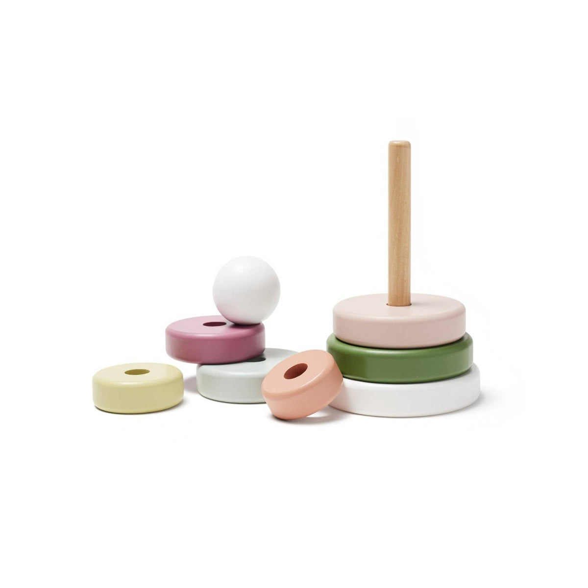 Kids Concept - Stapelringe Edvin 12M+: 10,3x10,3x19 cm / Ab 12 Monate / MDF, Schima wood