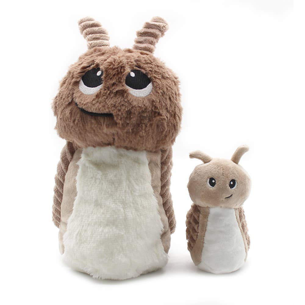 LES PTIPOTOS - 25 cm großes Plüsch-Schneckenpaar Mama & Baby, braun