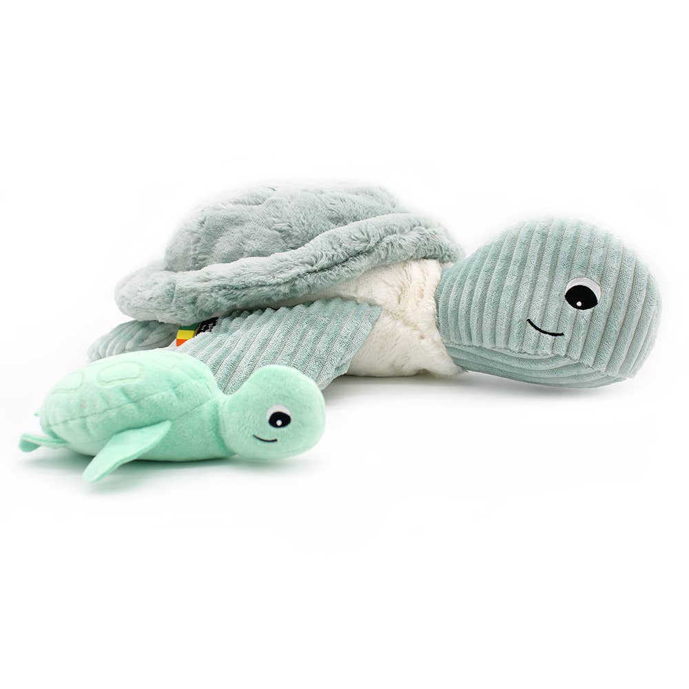 LES PTIPOTOS - 50CM RIESIGE MAMA UND BABY-SCHILDKRÖTE PLÜSCH MINT