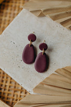 ILVA - ovale merlot farbene Polymer Ton Ohrringe
