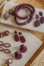 ILVA - ovale merlot farbene Polymer Ton Ohrringe