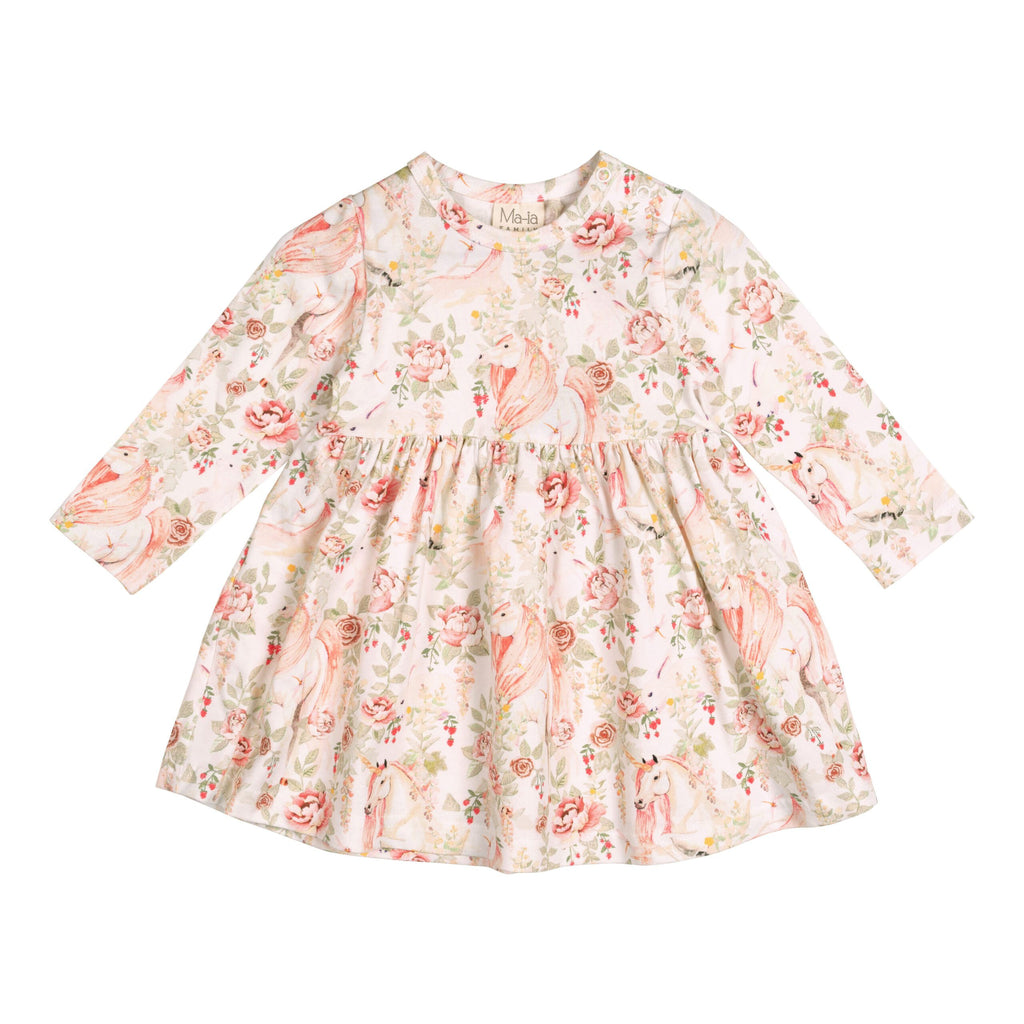 Unicorn Babykleid mit Einhorn in cremeweiß von Ma-ia Family