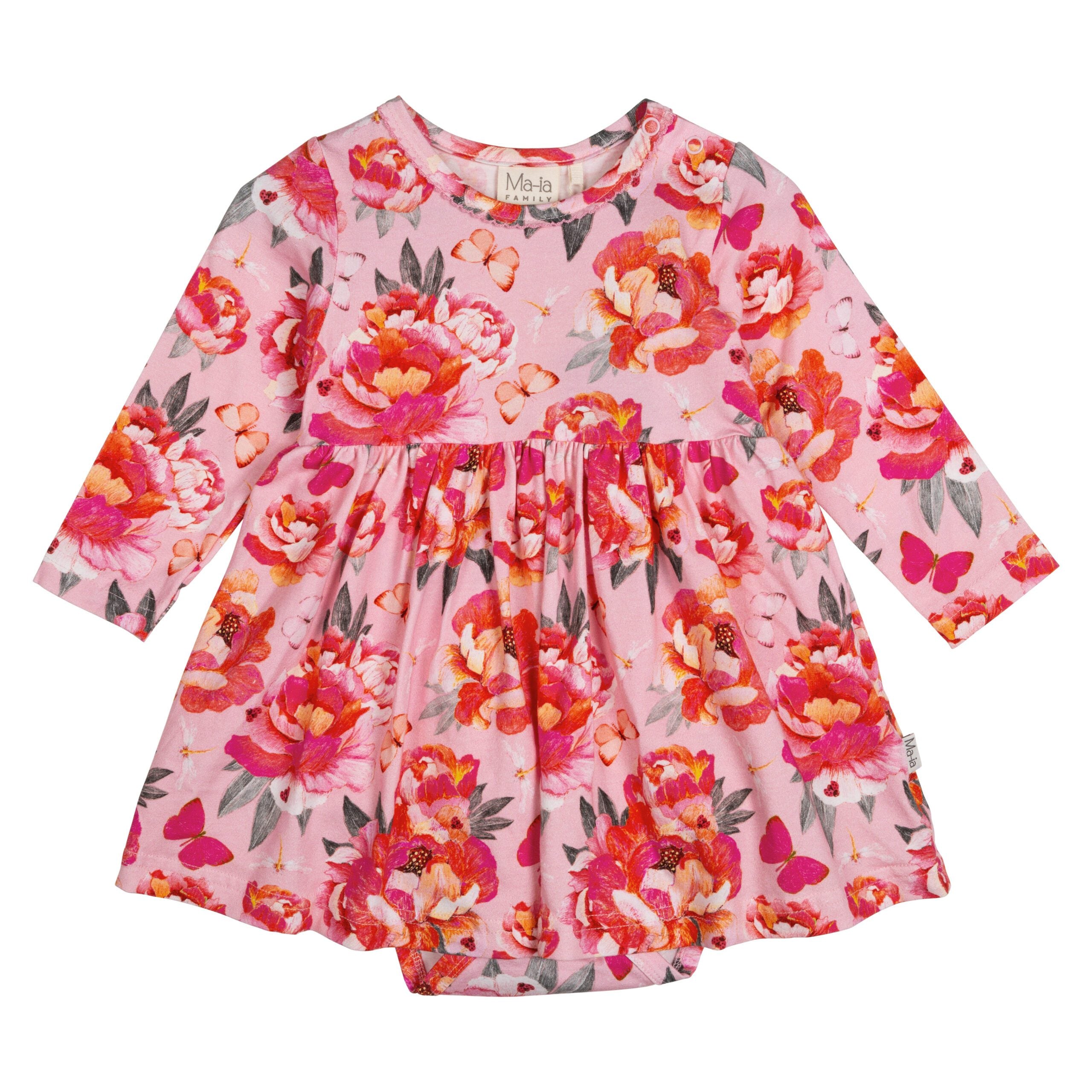 Baby Bodysuit Peonies Pfingstrosenkleid mit integriertem Body von Ma-ia Family