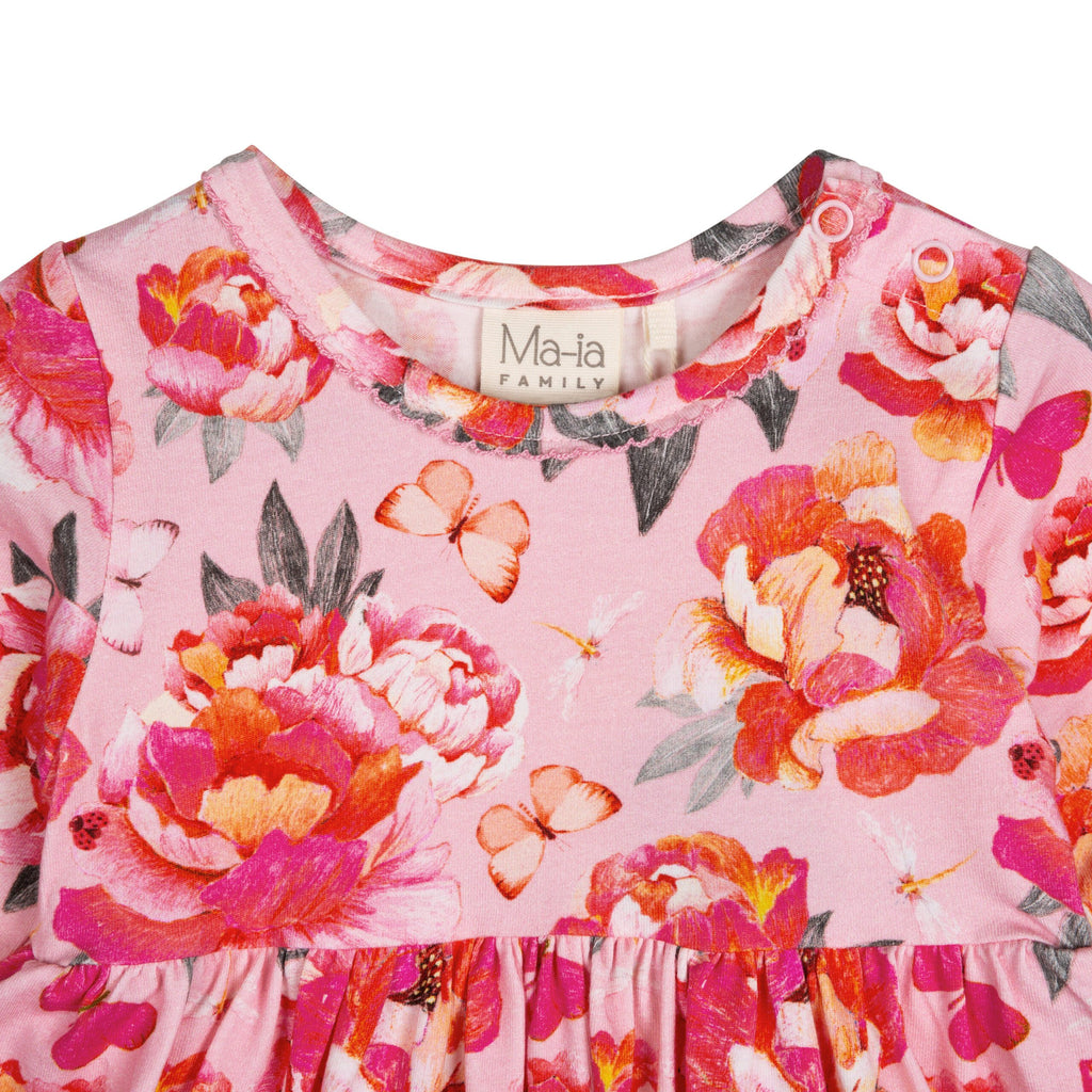 Baby Bodysuit Peonies Pfingstrosenkleid mit integriertem Body von Ma-ia Family