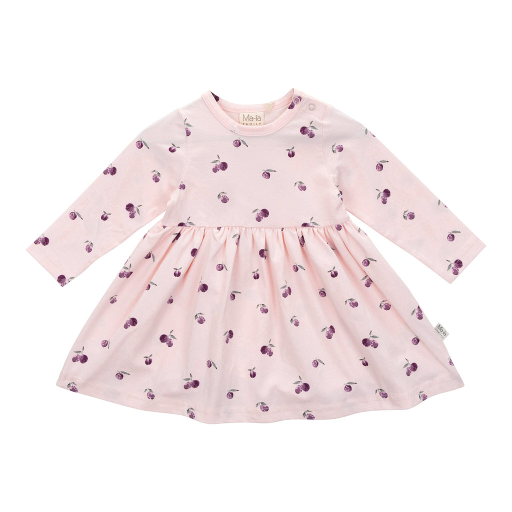 Plums Baby dress - Babykleid, hellrosa bedruckt