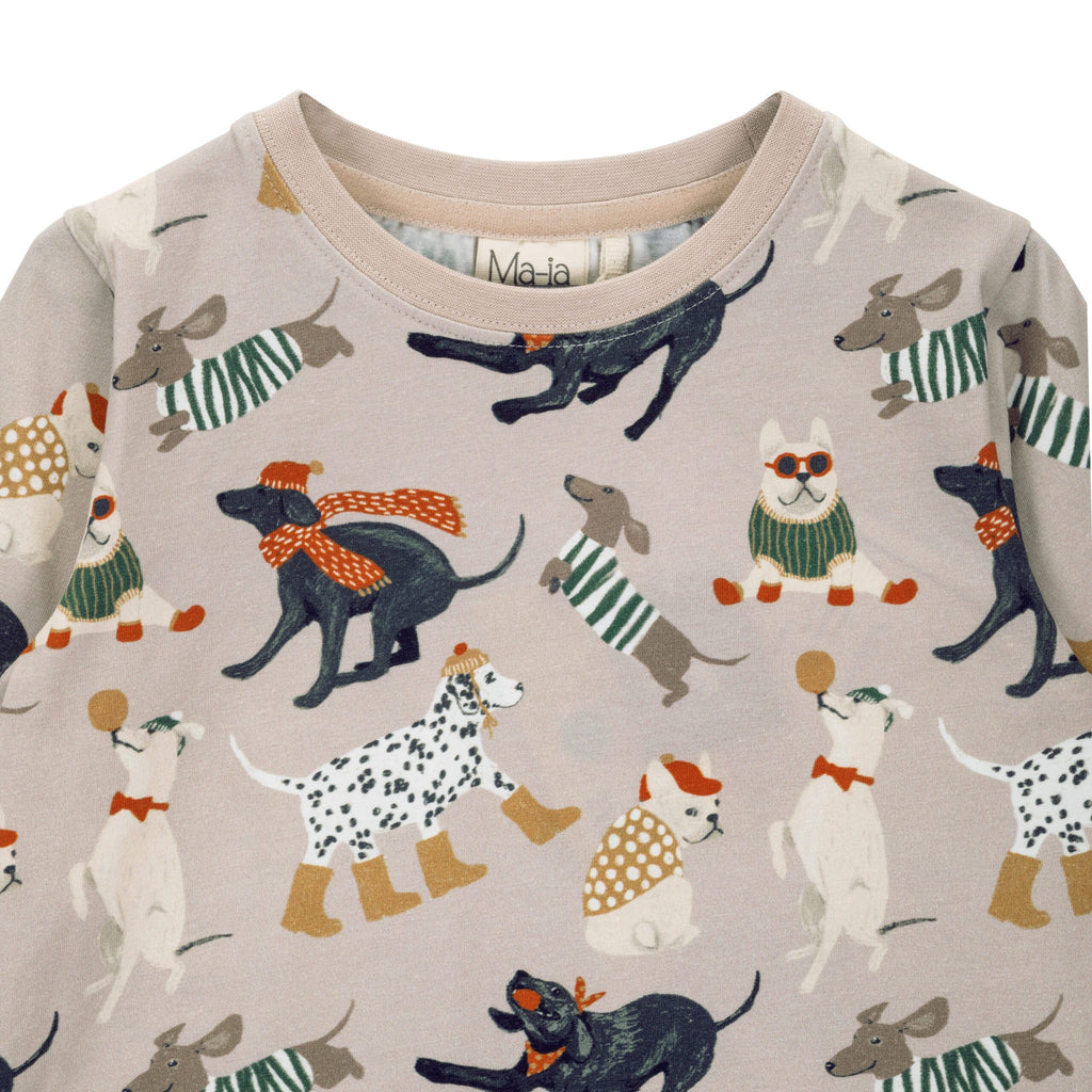Ma-ia Dogs Hundeprint Langarmshirt beige