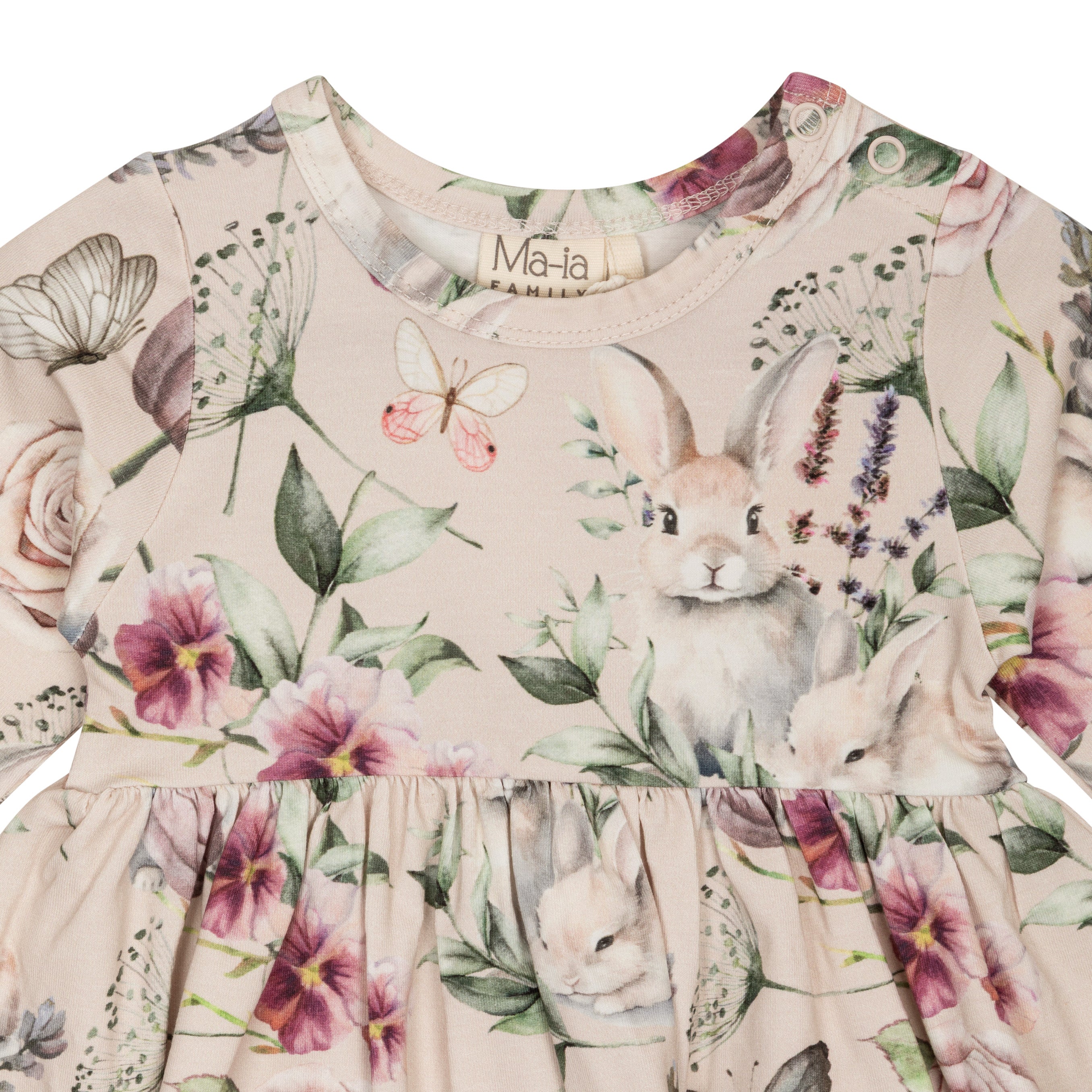 Ma-ia Family Babykleid mit Blumenmotiv - Kleid Violet Baby Dress beige