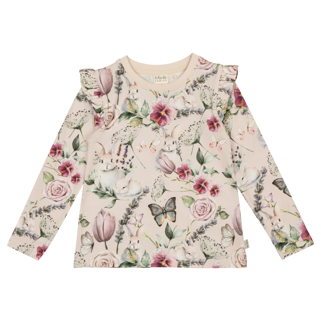 Ma-ia Family Violet Shirt mit Rüschendetails und romantischem Blumenprint