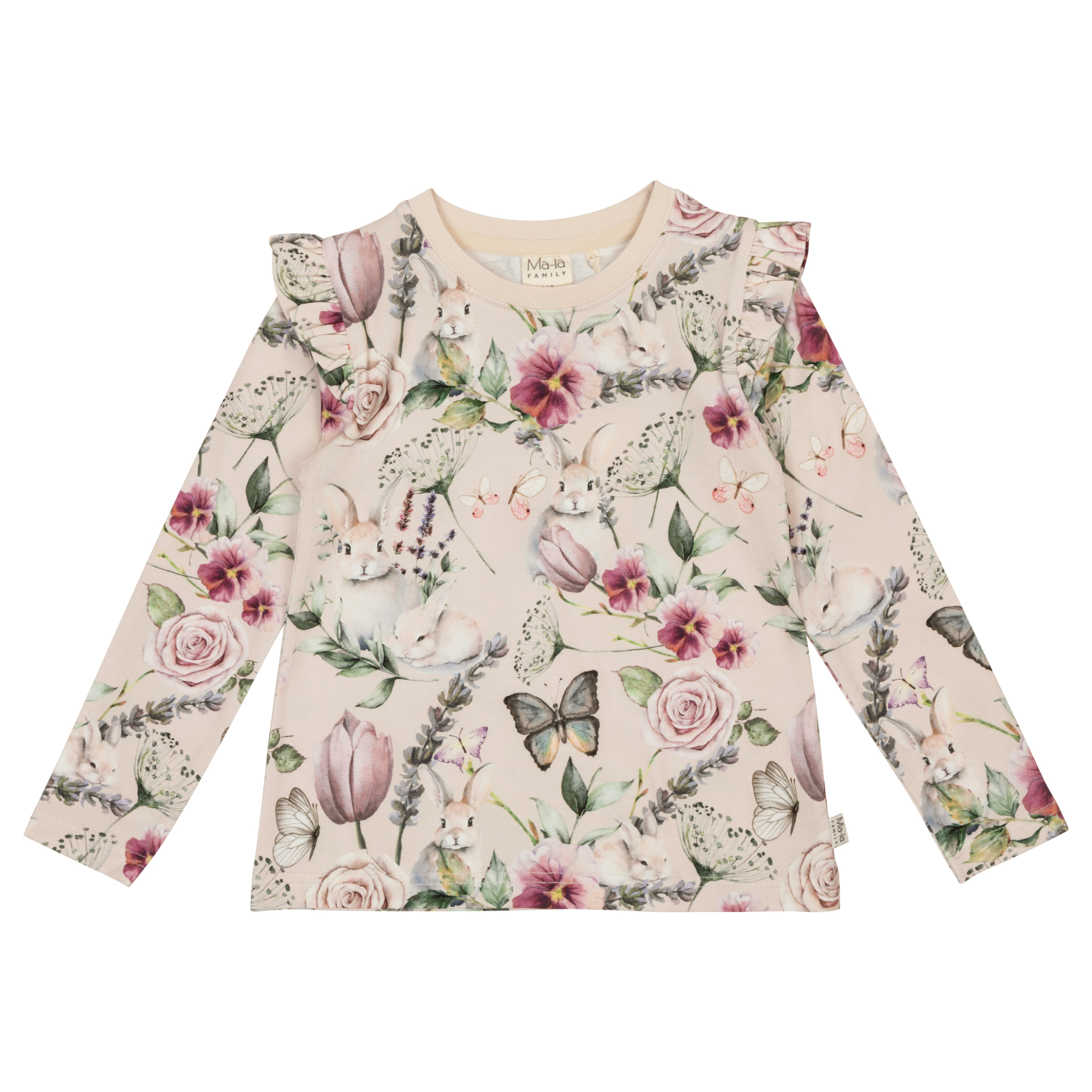 Ma-ia Family Violet Shirt mit Rüschendetails und romantischem Blumenprint