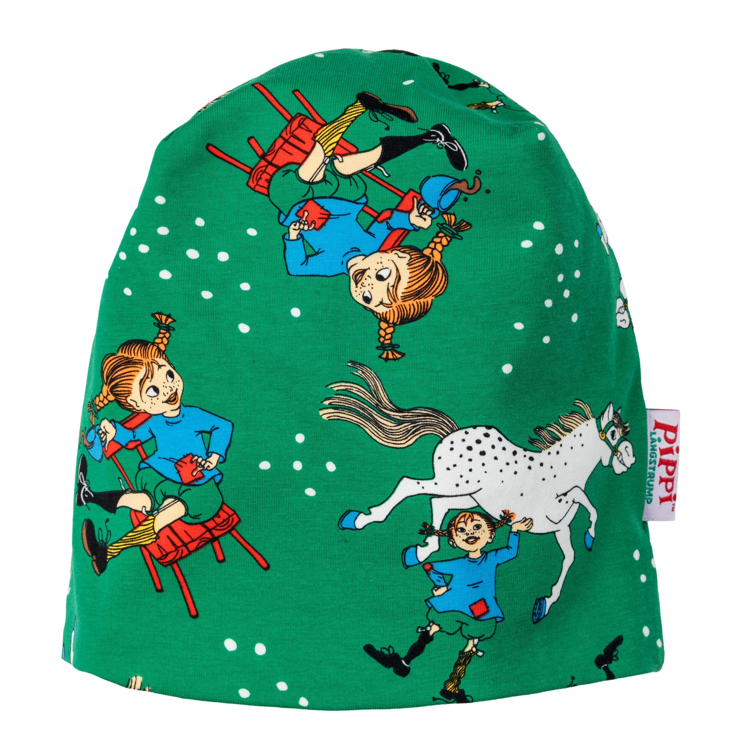 Pippi Langstrumpf Confident Beanie Mütze mit Pippi in Farbe grün