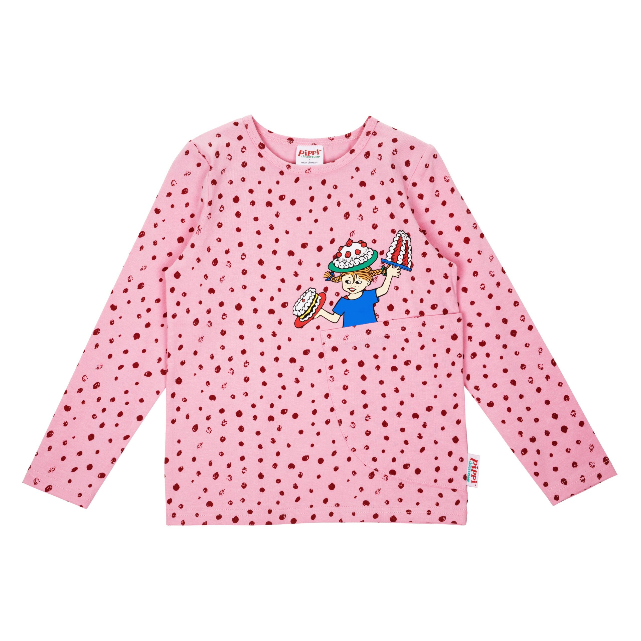 Pippi Langstrumpf  Speckle Shirt Pink Gepunktetes Shirt mit Tasche
