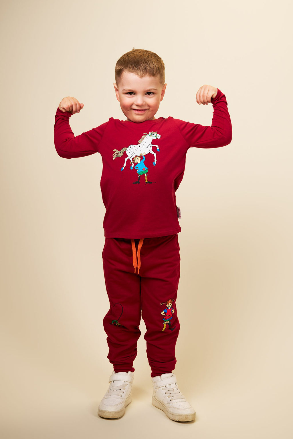 Pippi Langstrumpf Super Strong Leggings Dunkelrot