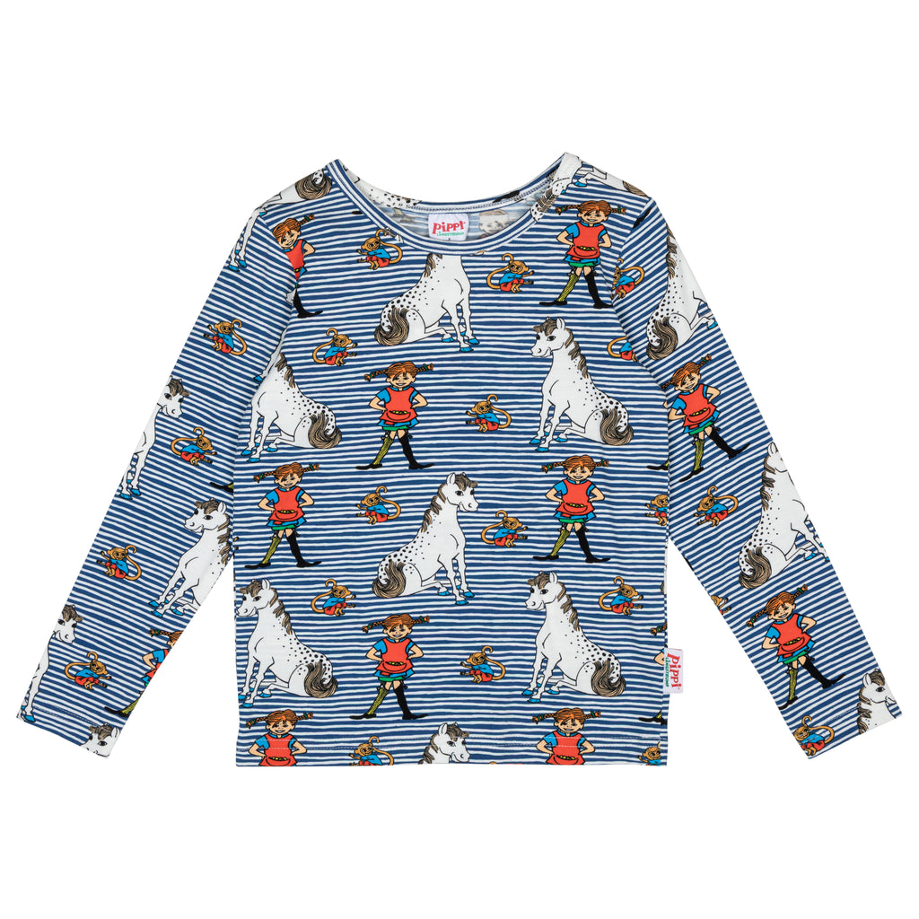 Pippi Langstrumpf - Pippi Pals Shirt Blue Shirt gestreift mit kleinem Onkel