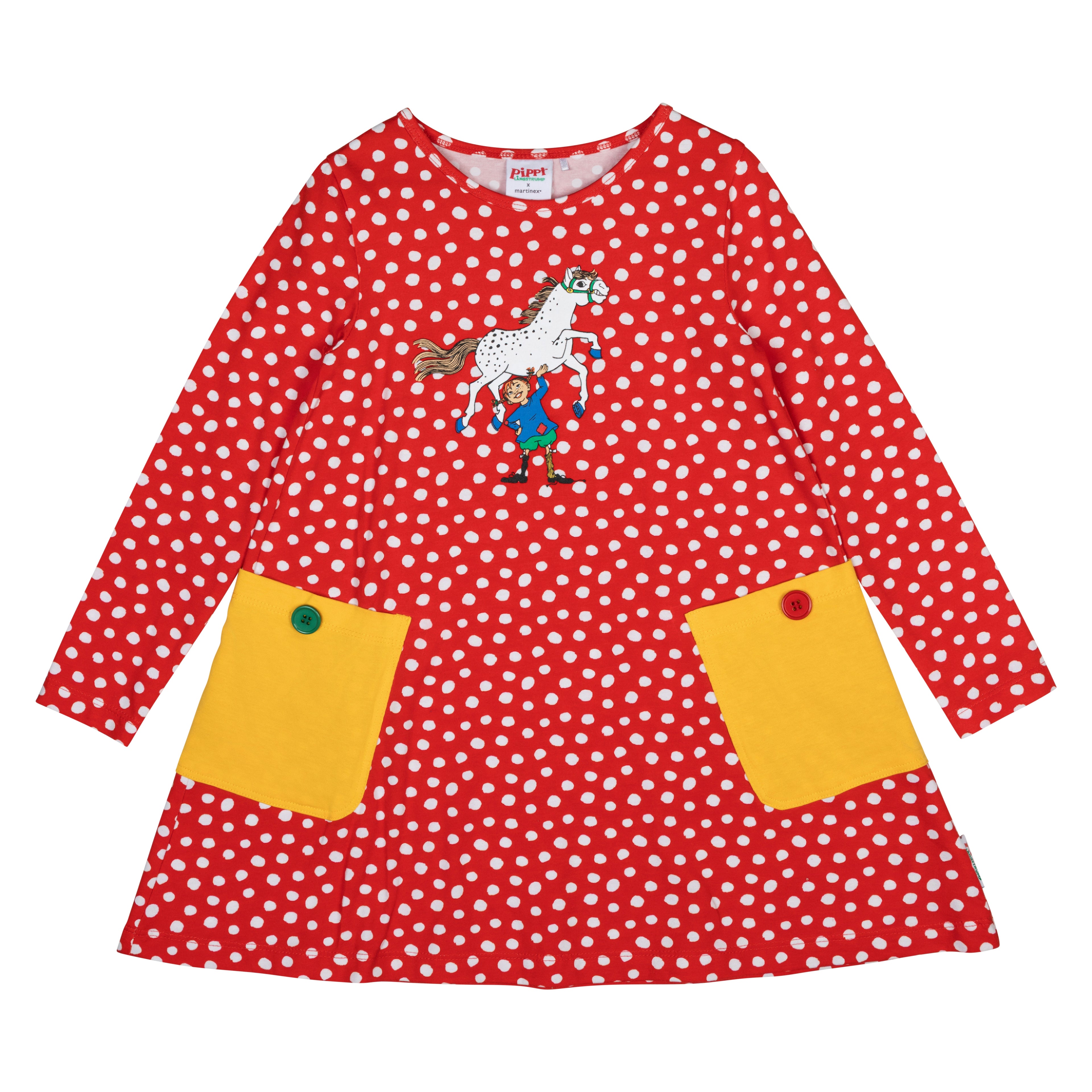 Pippi Langstrumpf - Speckled Dress red - gepunktetes rotes Kleid mit Taschen