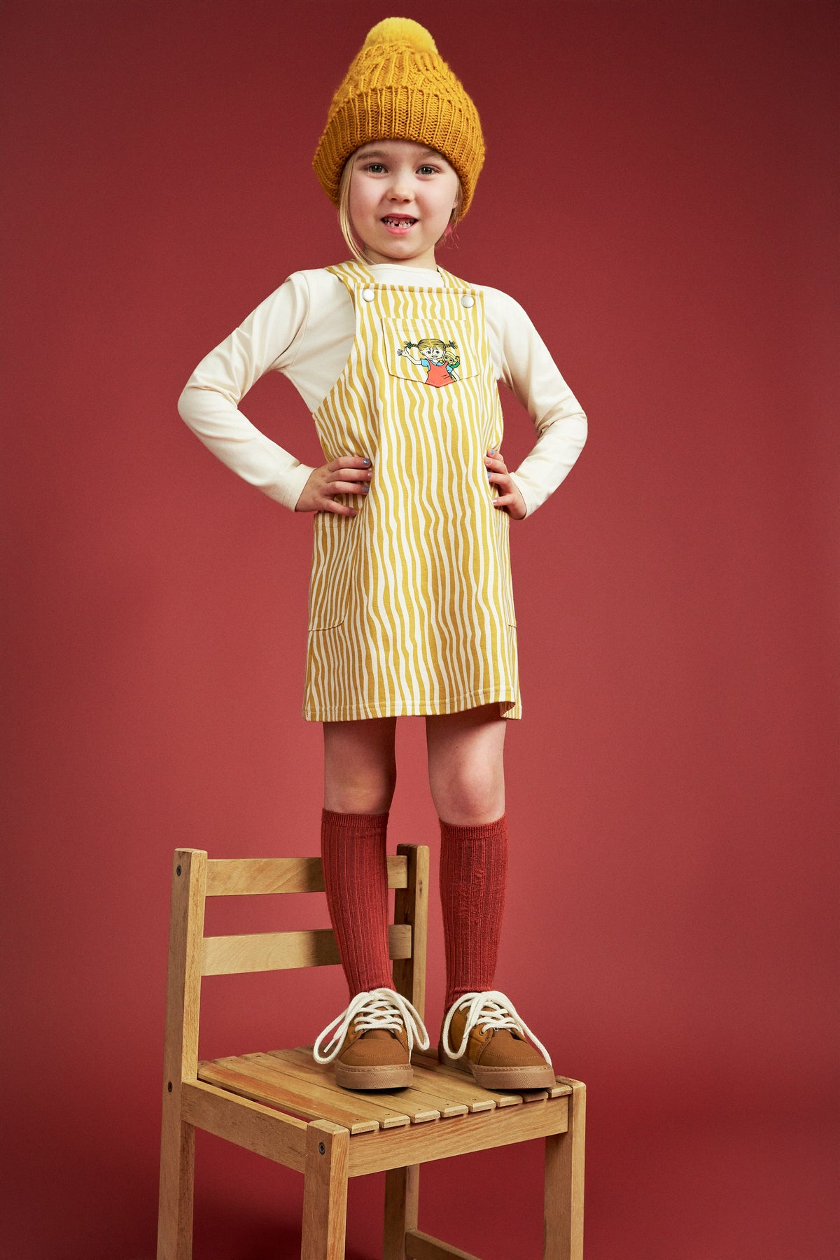 Trägerkleid Pippi Langstrumpf Striped Curry