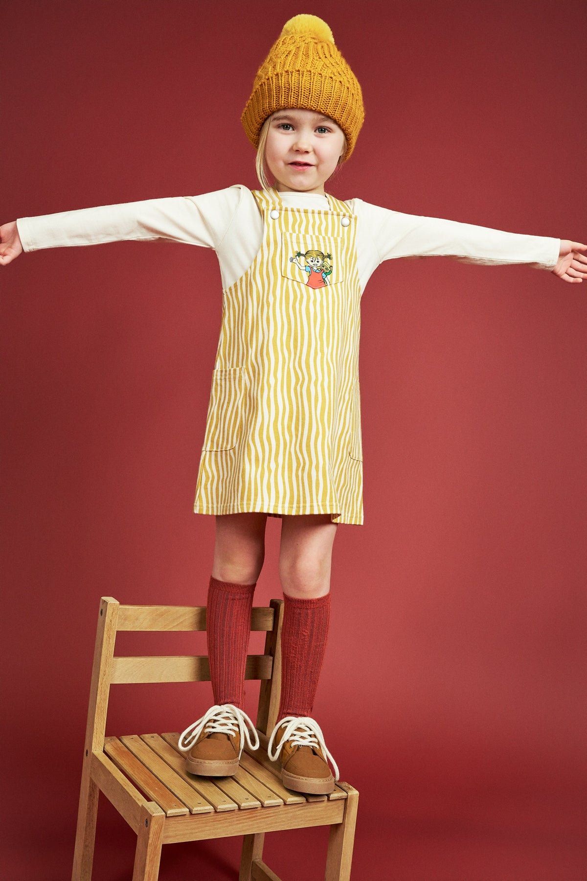 Trägerkleid Pippi Langstrumpf Striped Curry