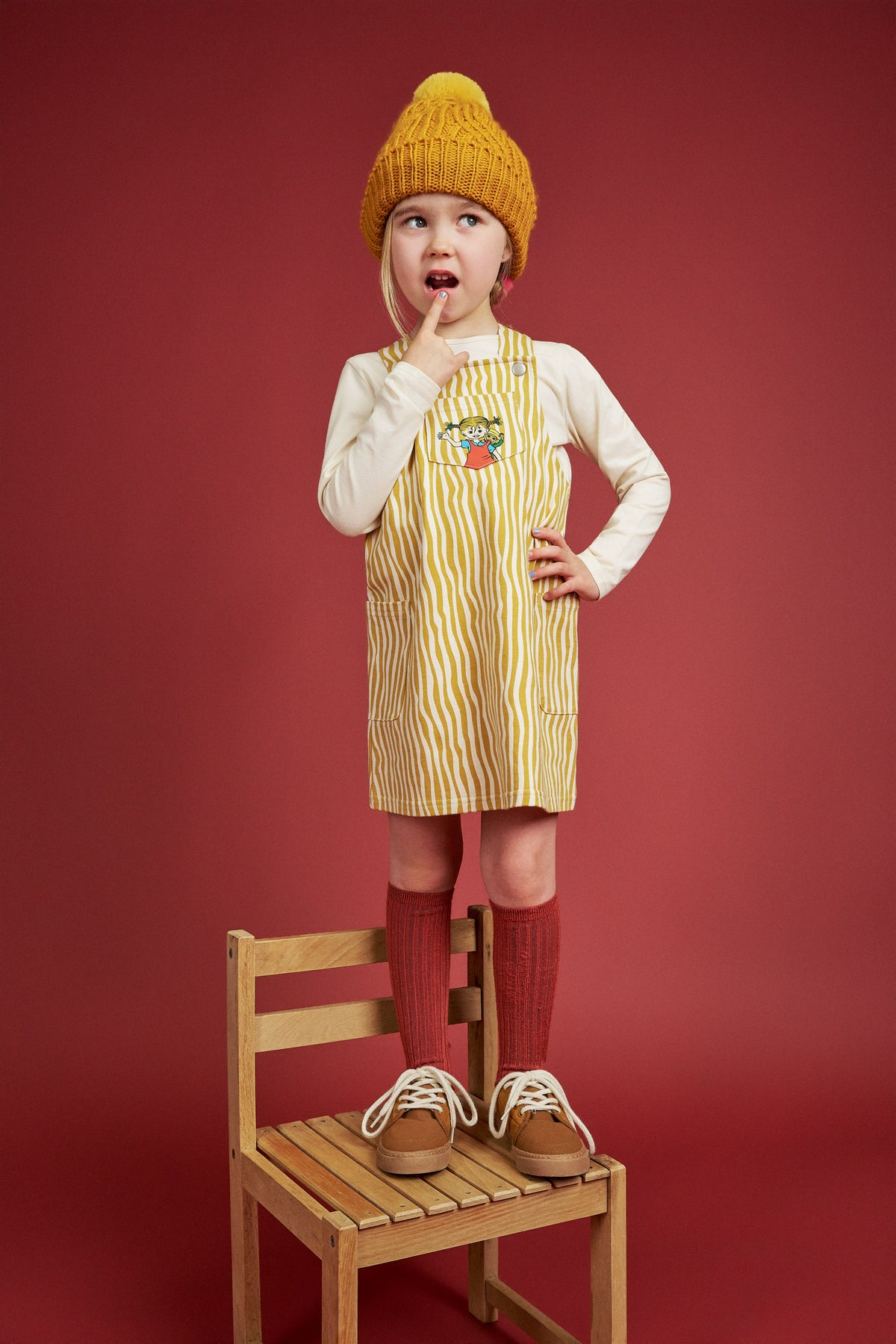 Trägerkleid Pippi Langstrumpf Striped Curry