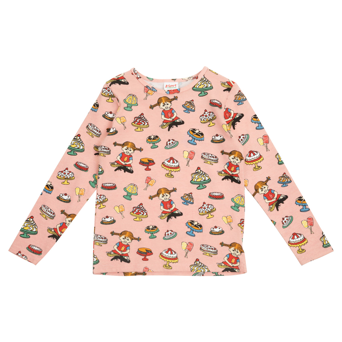 Pippi Langstrumpf - Langarmshirt  Pippi Langstrumpf mit Torten – Rosa