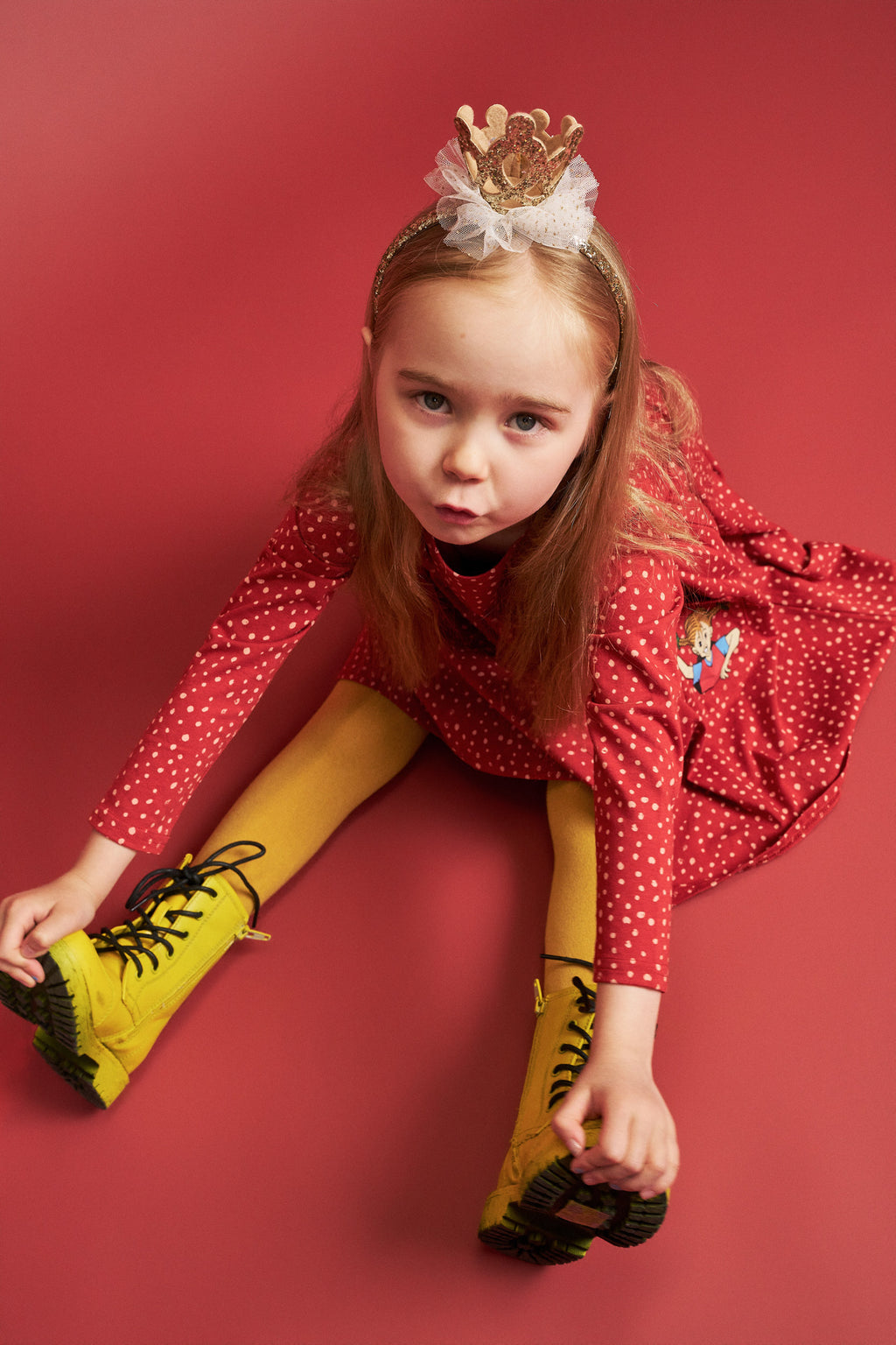 Pippi Langstrumpf - Speckled Dress red - gepunktetes rotes Kleid mit Taschen