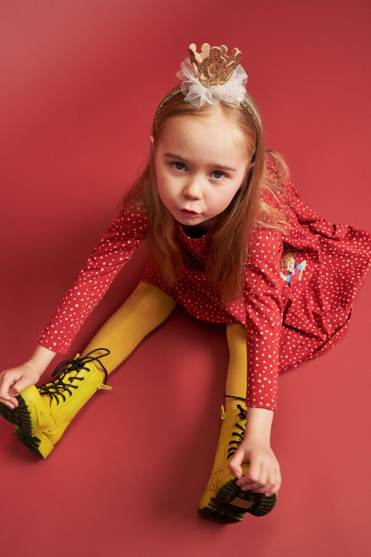 Pippi Langstrumpf - Speckled Dress red - gepunktetes rotes Kleid mit Taschen