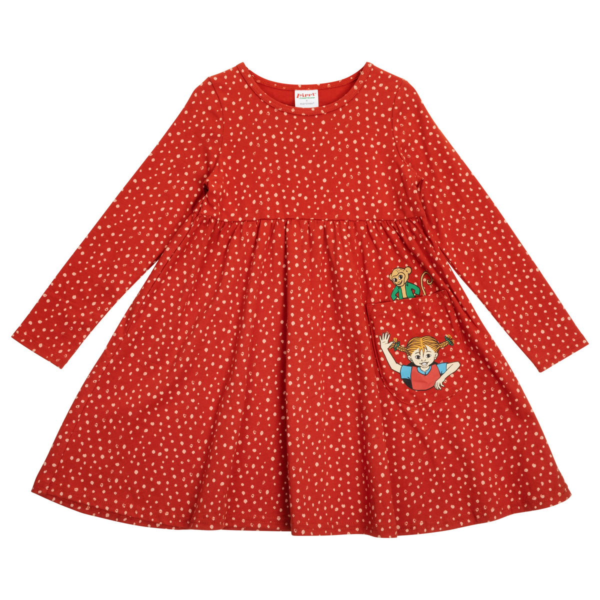 Pippi Langstrumpf - Speckled Dress red - gepunktetes rotes Kleid mit Taschen