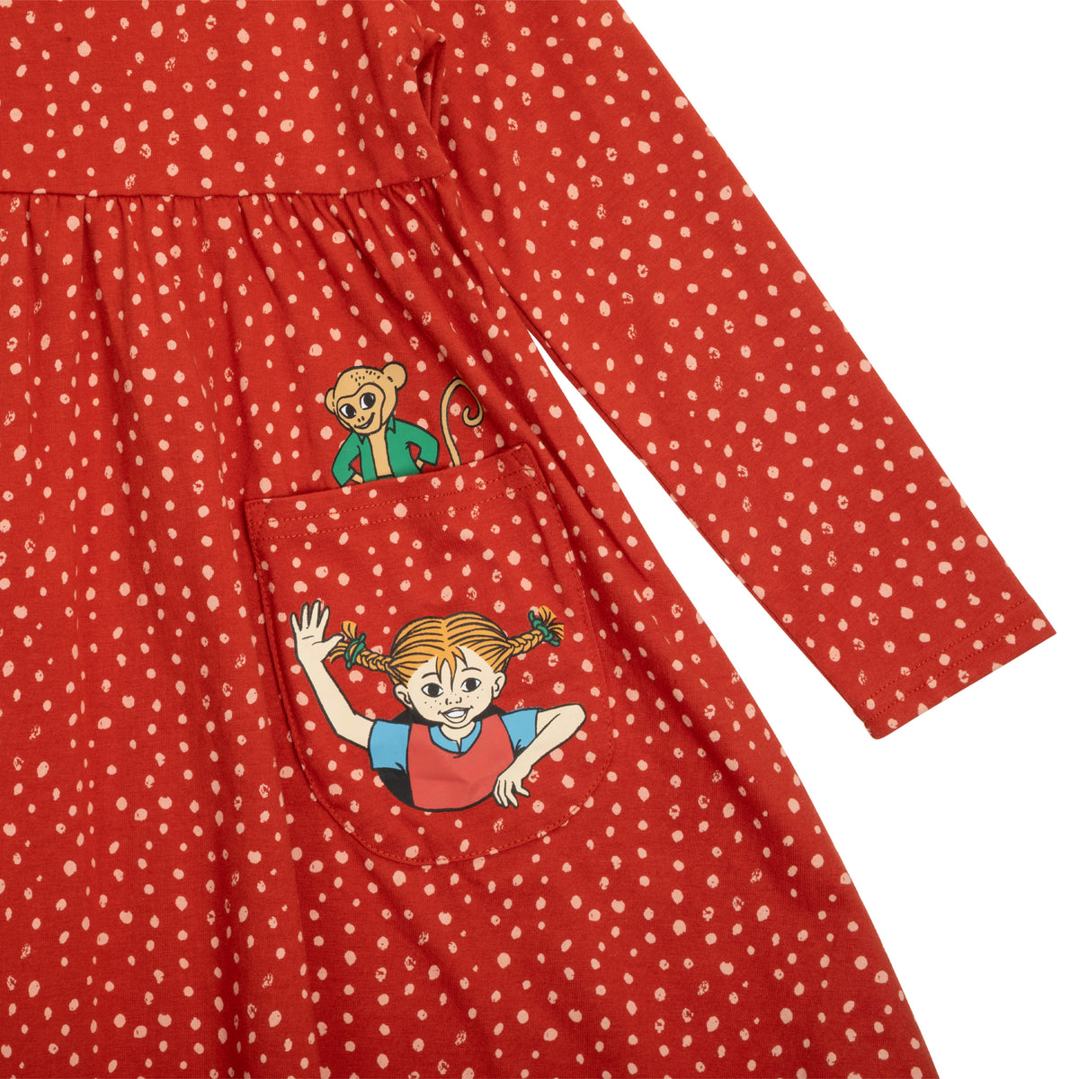 Pippi Langstrumpf - Speckled Dress red - gepunktetes rotes Kleid mit Taschen