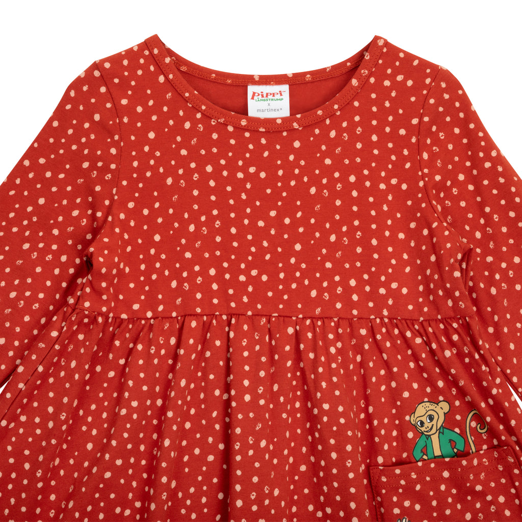 Pippi Langstrumpf - Speckled Dress red - gepunktetes rotes Kleid mit Taschen