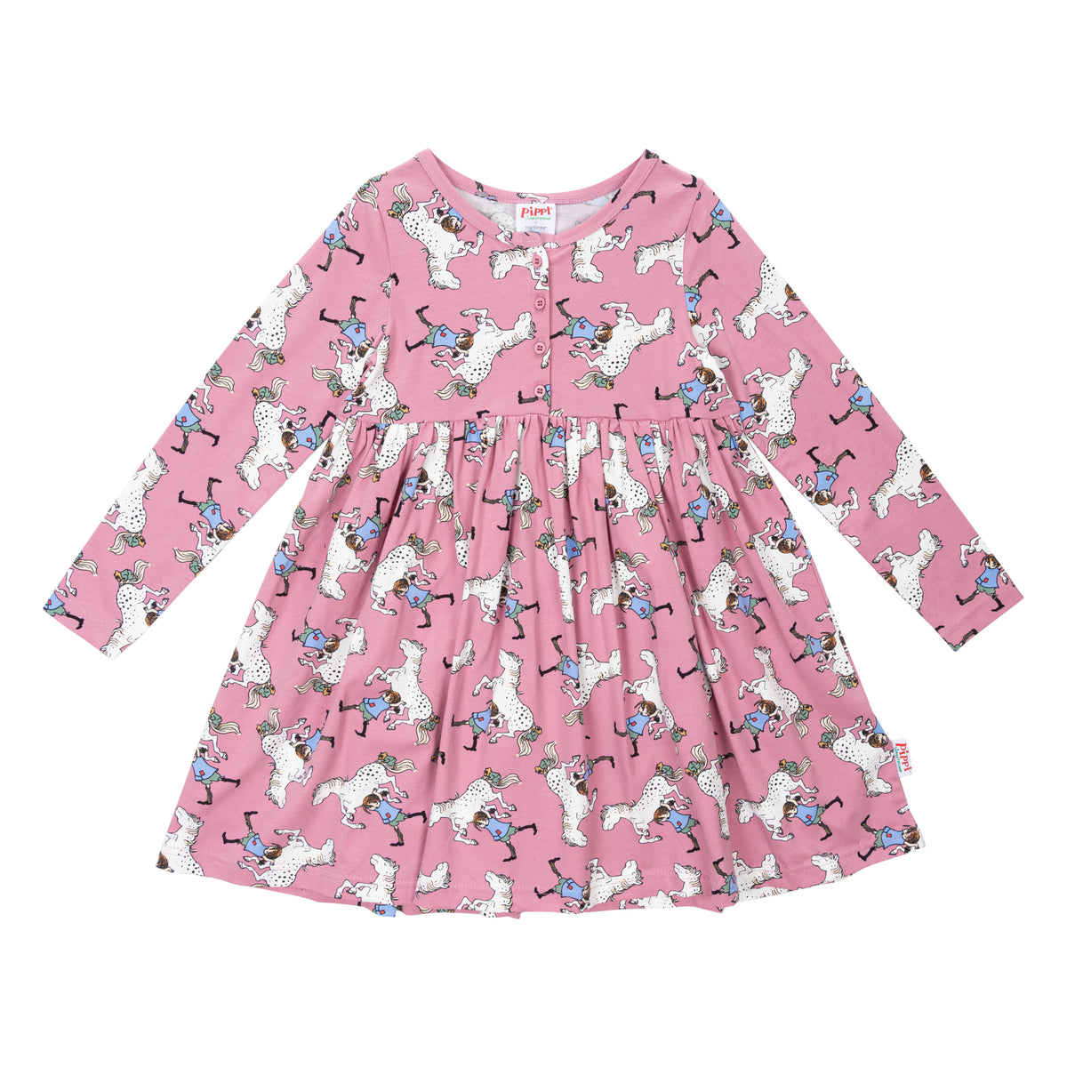 Pippi Langstrumpf -  Kleid lila mit Alloverdruck und kleinem Onkel