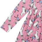 Pippi Langstrumpf -  Kleid lila mit Alloverdruck und kleinem Onkel
