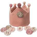 Papierdrachen Geburtstagskrone aus  Musselin - Rosa - mit Buttons